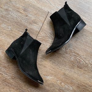 Marc Fisher Chelsea Yale Suede Leather Black Ankle Boots Bootie 8.5